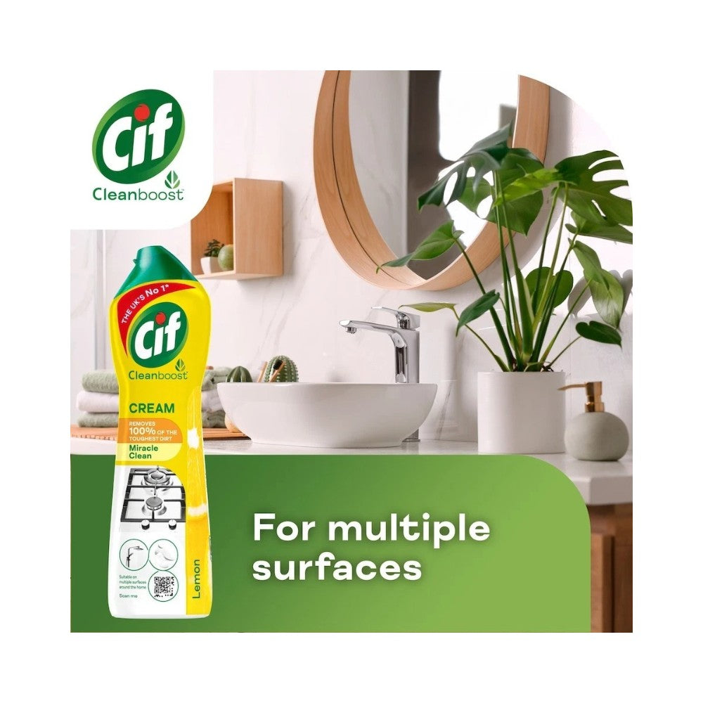 Cif Lemon Cream Cleaner Bottles 500ml - Pack of 8