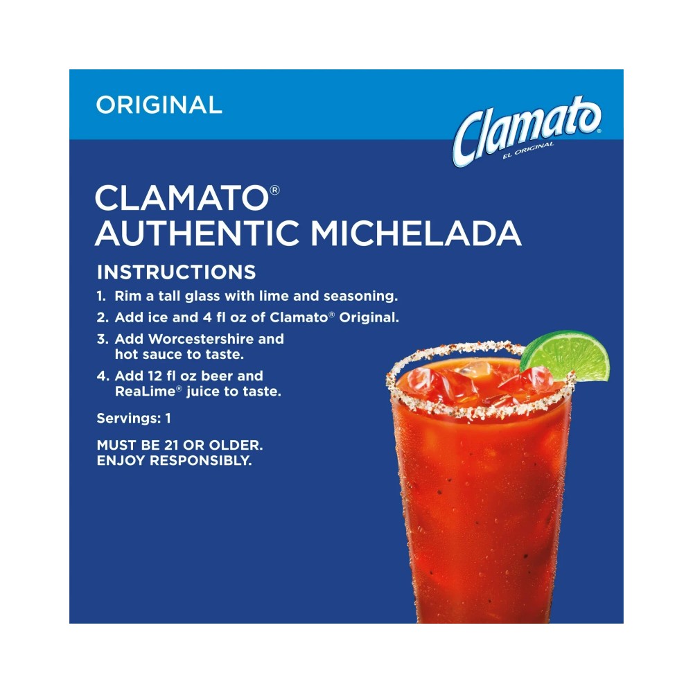 Clamato Original Tomato Cocktail Juice Cans 7.5oz (221ml) - Pack of 24