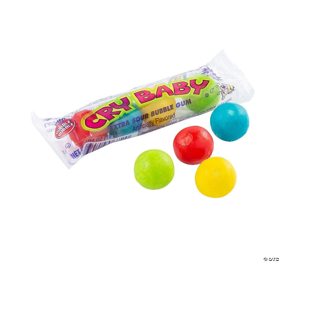 Dubble Bubble Cry Baby Extra Sour Bubble Gum Ball Tubes 4's (18g) - Pack of 36