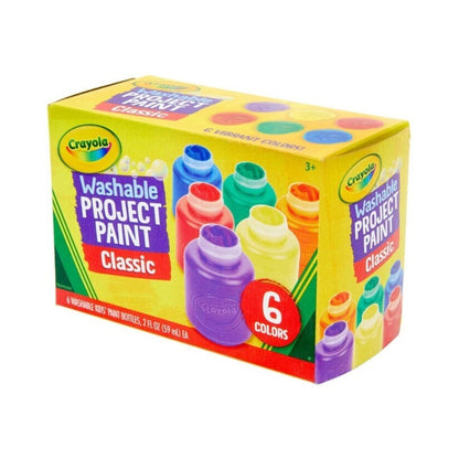 Crayola 6 Washable Kids Project Paint Classic Bottles 2oz (59ml) Each