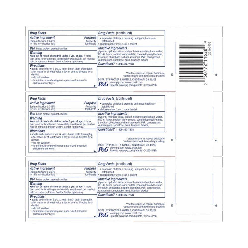 Crest 3D White Brilliance Vibrant Peppermint Toothpaste 116g