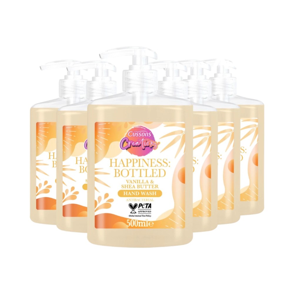 Cussons Creations Vanilla & Shea Butter Handwash Bottles 500ml - Pack of 6