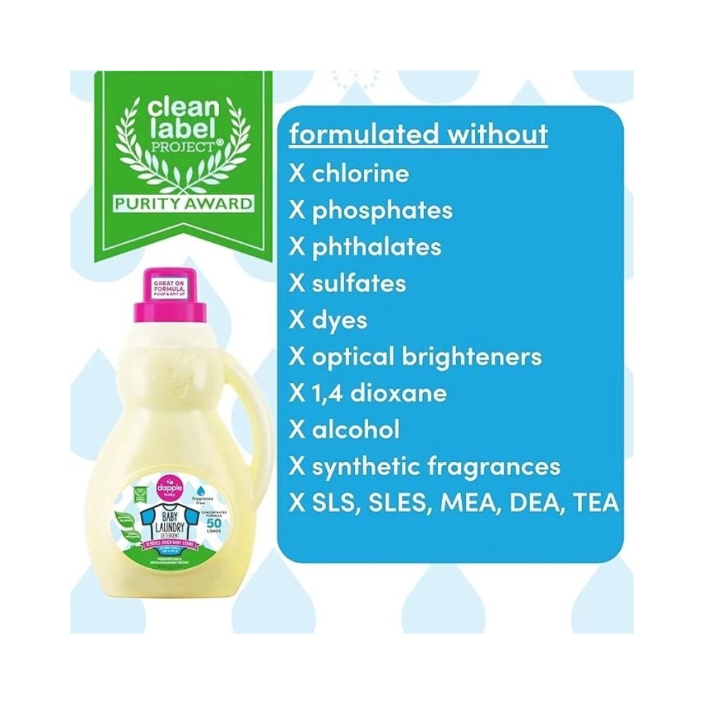 Dapple Baby Laundry Detergent Bottle Fragrance Free 50oz (1.5L)