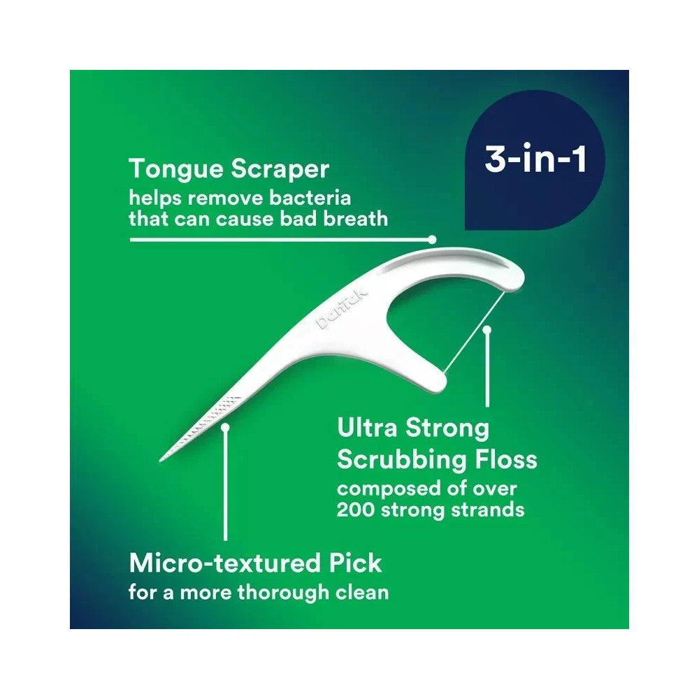 DenTek Advanced Clean Triple Clean Mint Flavoured Floss Picks 150's - Pack of 3