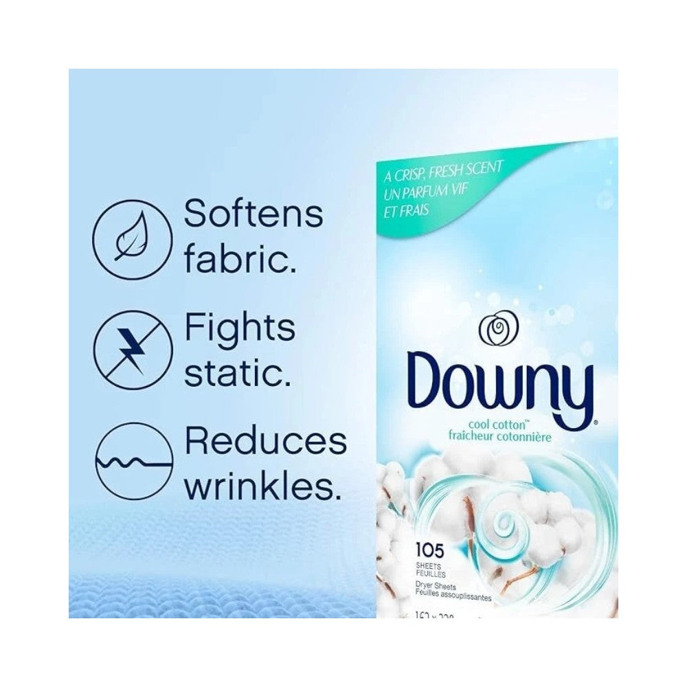 Downy Fabric Softener Dryer Sheets Cool Cotton 240 Sheets