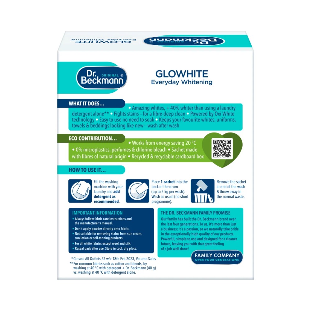Dr Beckmann Glowhite Stain Remover Sachets 5's - 6 Boxes