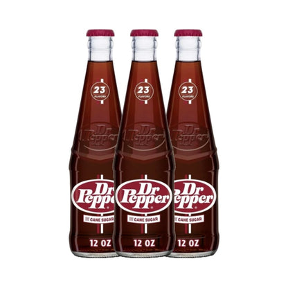 Dr Pepper Made With Cane Sugar Glass Bottles 12oz (355ml) - Pack of 3