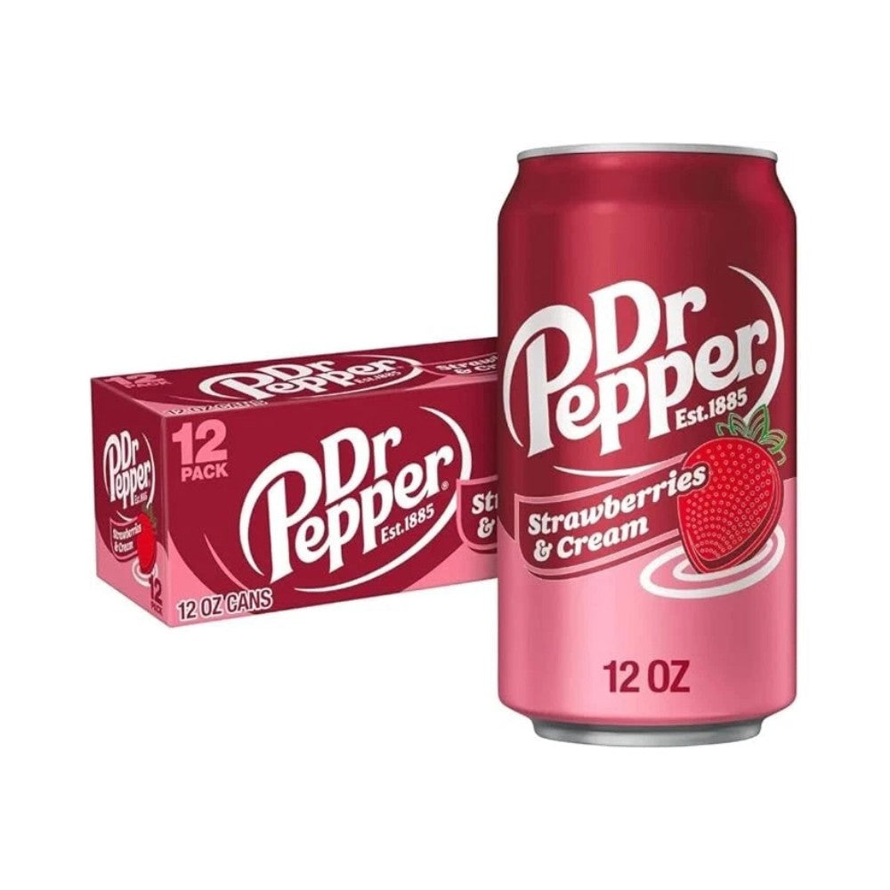 Dr Pepper Strawberries & Cream Drink Cans 12oz (355ml) - Pack of 12