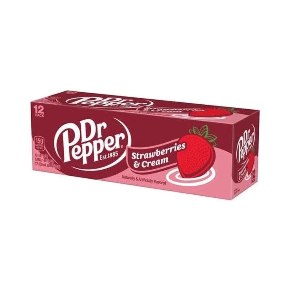 Dr Pepper Strawberries & Cream Drink Cans 12oz (355ml) - Pack of 12