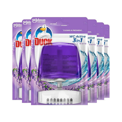 Duck 3 in 1 Toilet Liquid Rim Block Purple Wave (55ml) - Pack of 6
