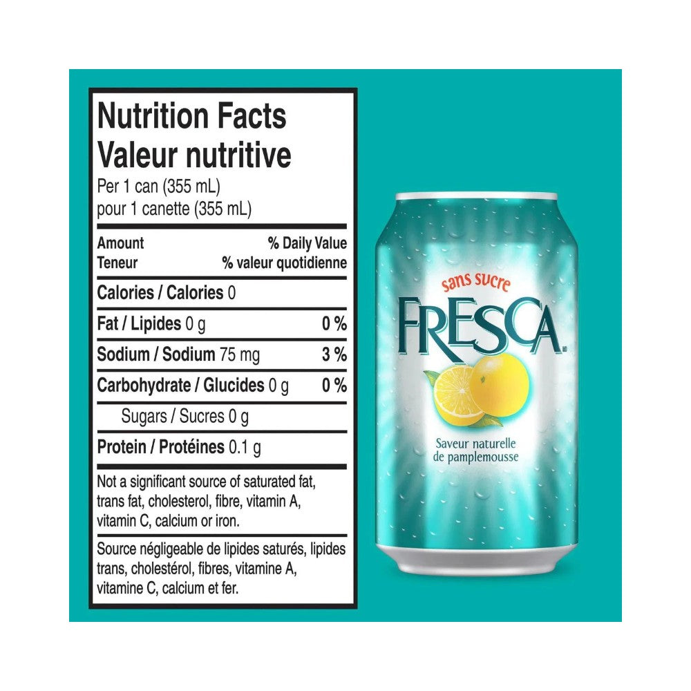 Fresca Soda Can Natural Grapefruit 355ml - 12 Pack