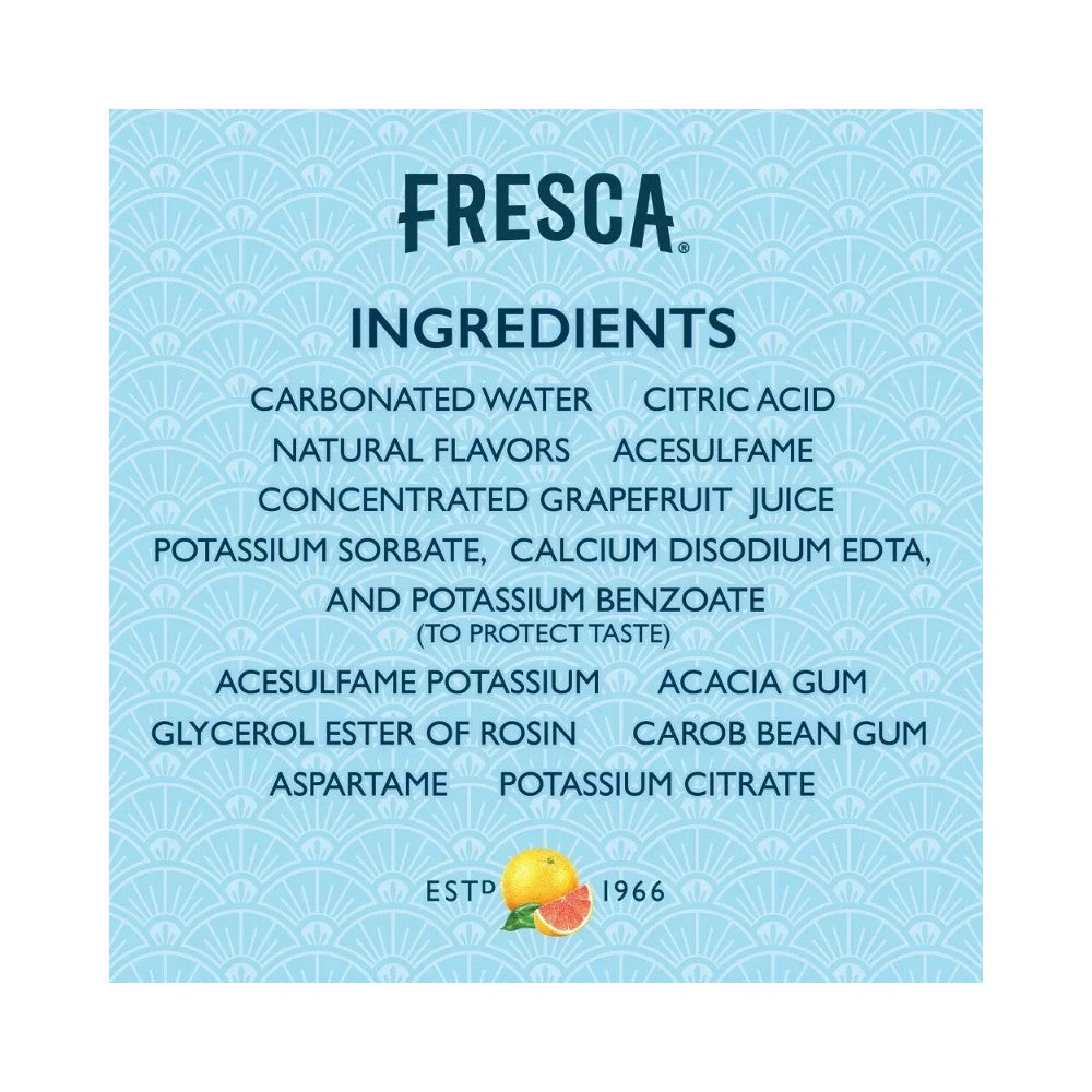 Fresca Soda Can Natural Grapefruit 355ml - 12 Pack