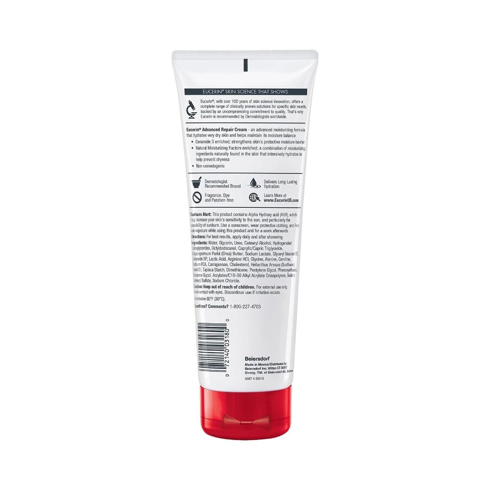 Eucerin Advanced Repair Cream Moisturizer Tube 8oz (226g) - Fragrance Free