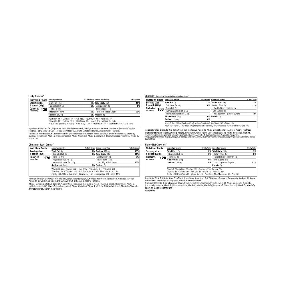 General Mills Cereal Breakfast Pack 8 Pouches 9.14oz