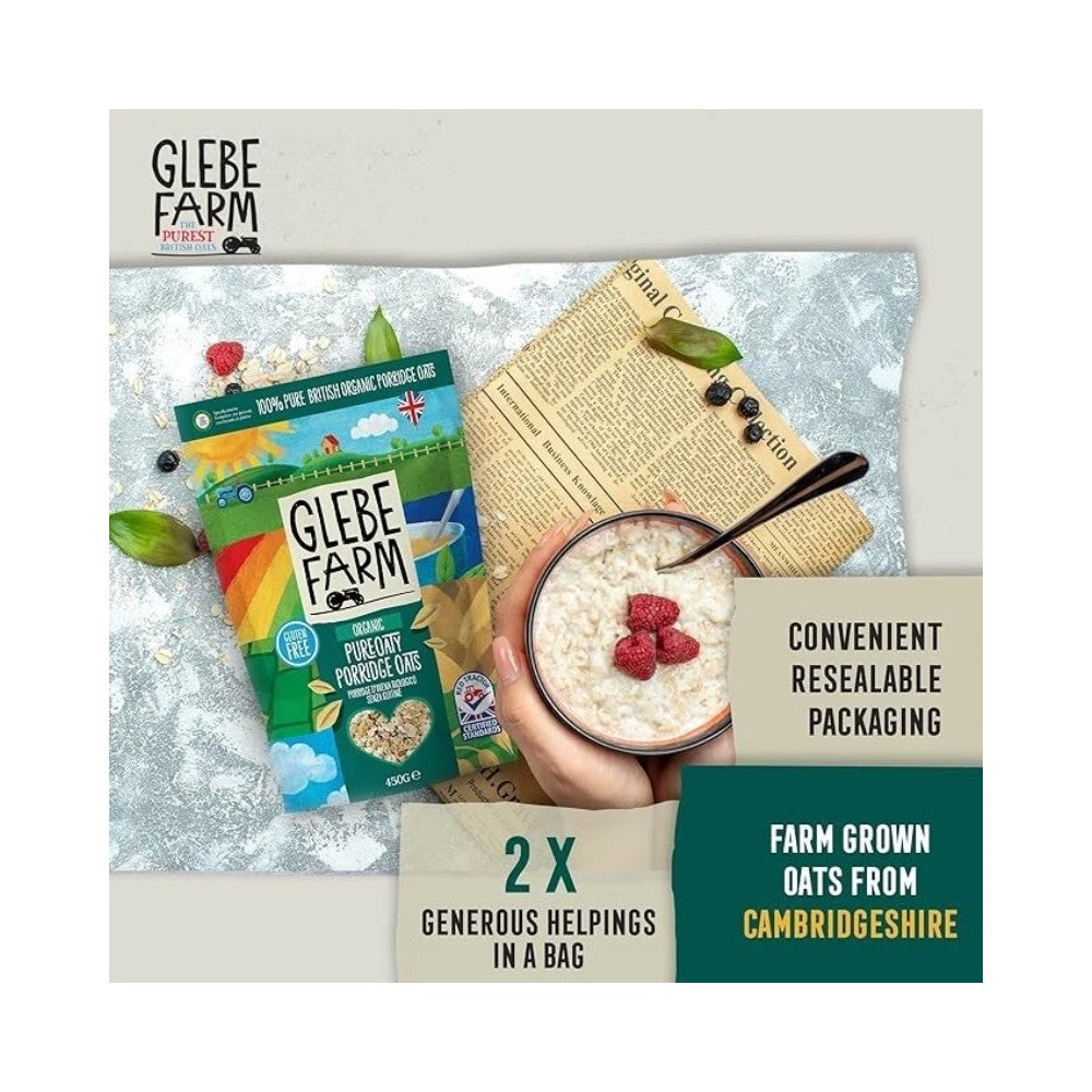 Glebe Farm Organic PureOaty Porridge Oats Cereal 450g
