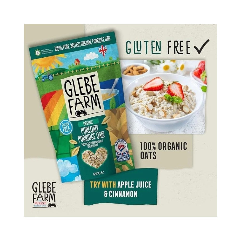 Glebe Farm Organic PureOaty Porridge Oats Cereal 450g