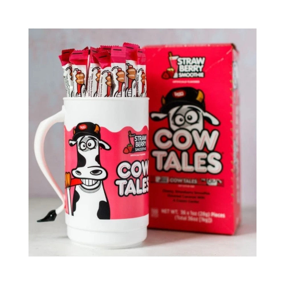 Goetze's Cow Tales Strawberry Smoothie Candy Snack Bars 1oz (28g) - 36 Bars