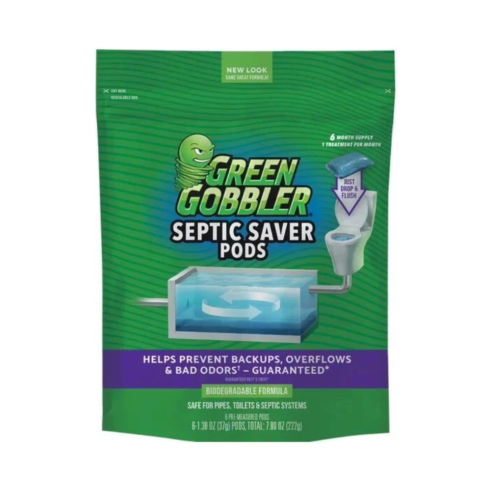 Green Gobbler Septic Saver Pods Toilet Tank Cleaner - 6 Pods