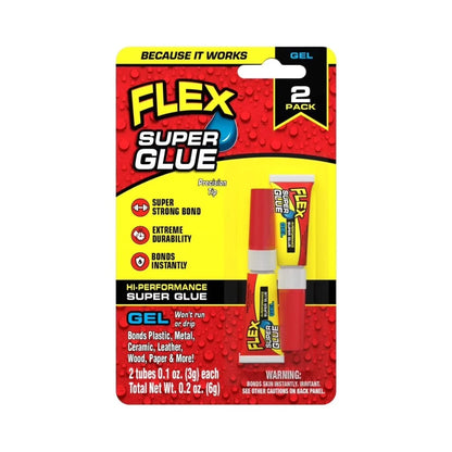 Flex Super Glue Gel Tubes 2 Pack 0.1oz (3g)
