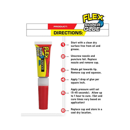Flex Super Glue Gel Tubes 2 Pack 0.1oz (3g)