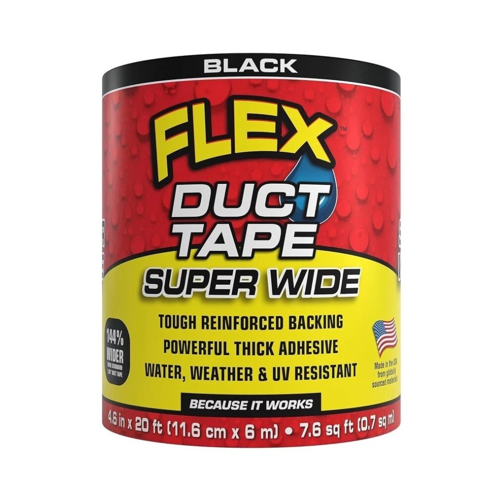 Flex Super Wide Black Duct Tape - 4.6 in x 20 ft