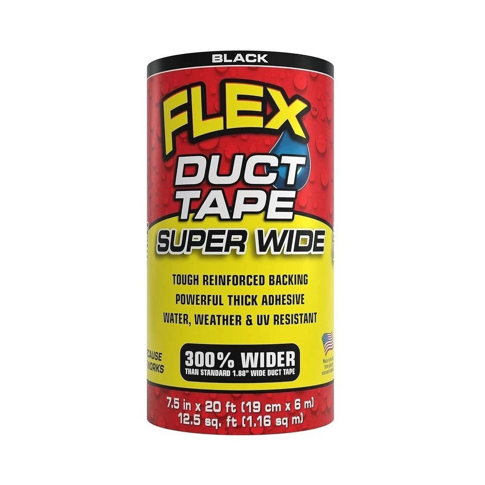 Flex Super Wide Black Duct Tape - 7.5 in x 20 ft