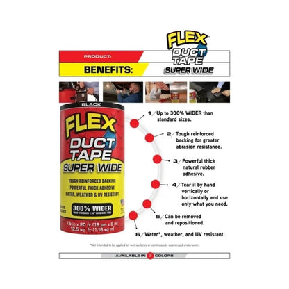Flex Super Wide Black Duct Tape - 7.5 in x 20 ft