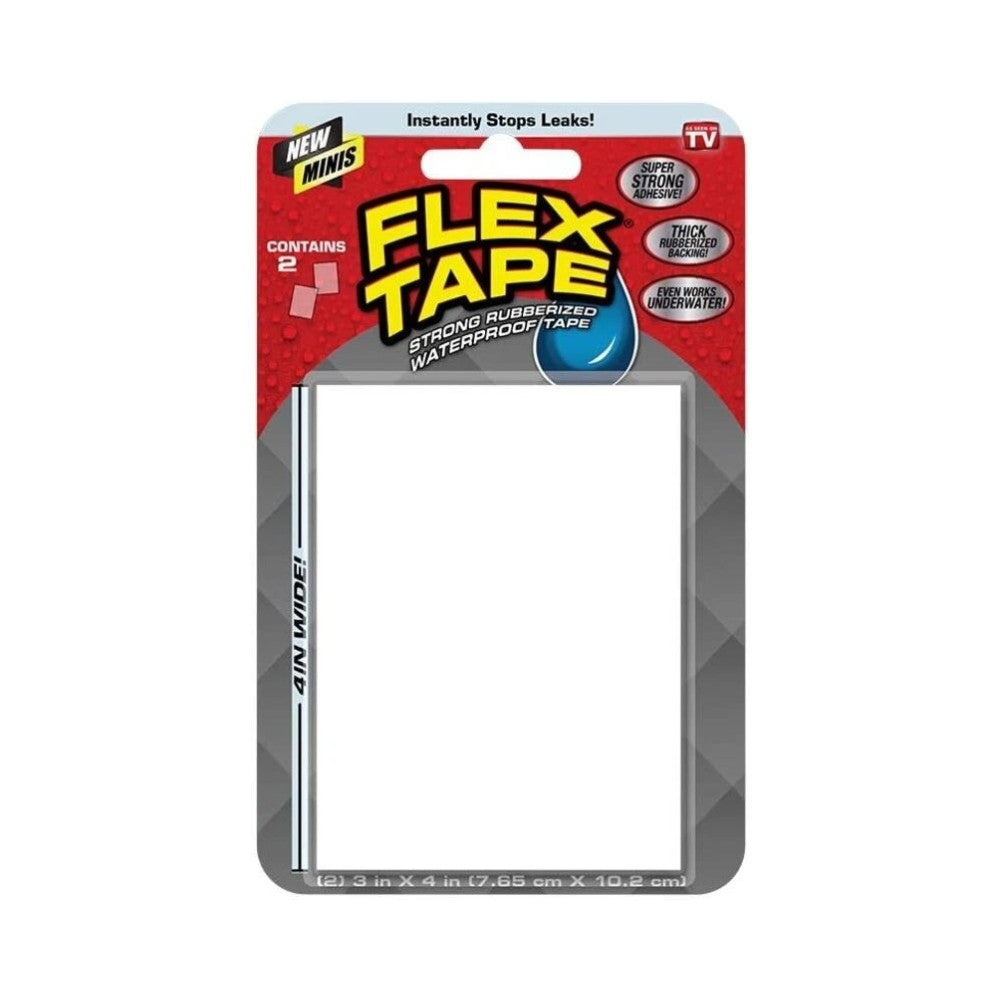 Flex Tape White Strong Rubberized Waterproof Tape Patches 2's - 3 in x 4 in