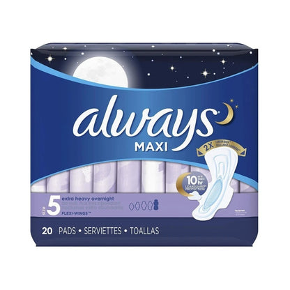 Always Maxi Extra Heavy Overnight Sanitary Towels with Wings 20's (Size 5)