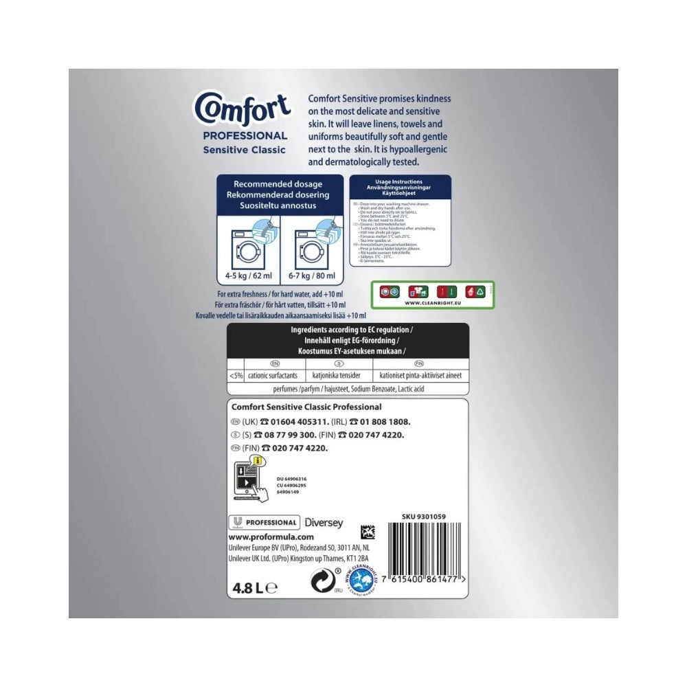 Comfort Professional Sensitive Classic Fabric Conditioner 4.8L - 77 Washes