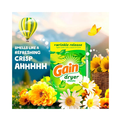 Gain Original Dryer Sheets + Wrinkle Release Fabric Softener 240 Sheets