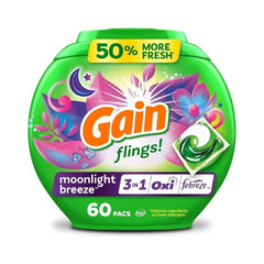 Gain Flings! 3 in 1 Laundry Detergent Pacs Moonlight Breeze | 60 Pods