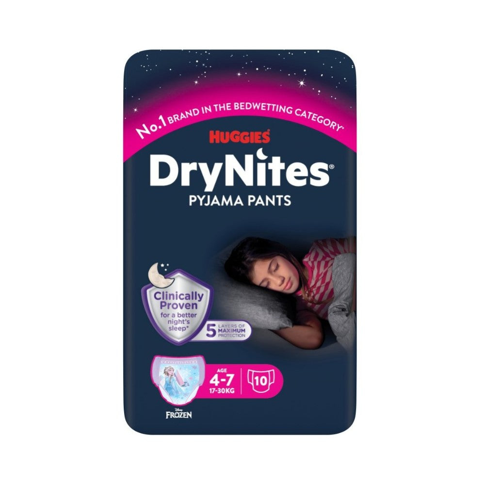 Huggies DryNites Pyjama Pants for Girls Age 4-7 (10 Pants)