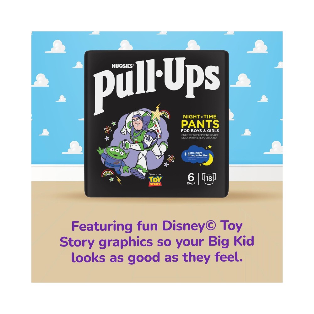 Huggies Pull Ups Night Time Pants Unisex - Size 6 (18 Pants)