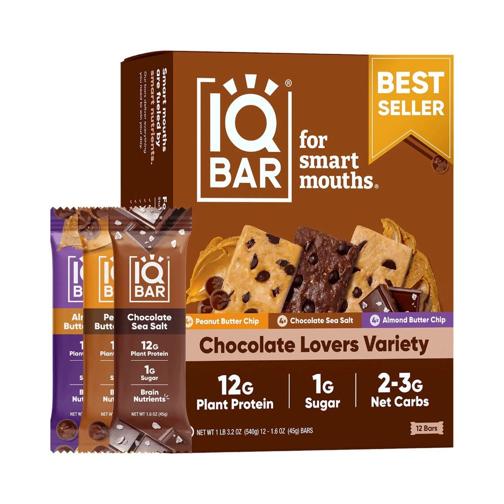 IQBAR Plant Protein Bars 1.6oz (45g) Selection - Pack of 12