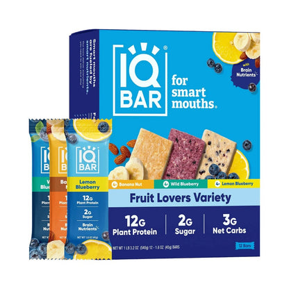 IQBAR Plant Protein Bars 1.6oz (45g) Selection - Pack of 12