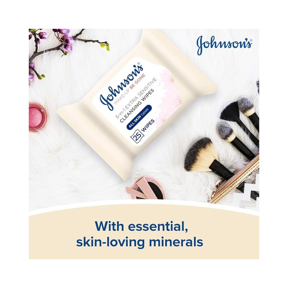 Johnson's Make Up Be Gone Extra Sensitive Cleansing Face Wipes 25's