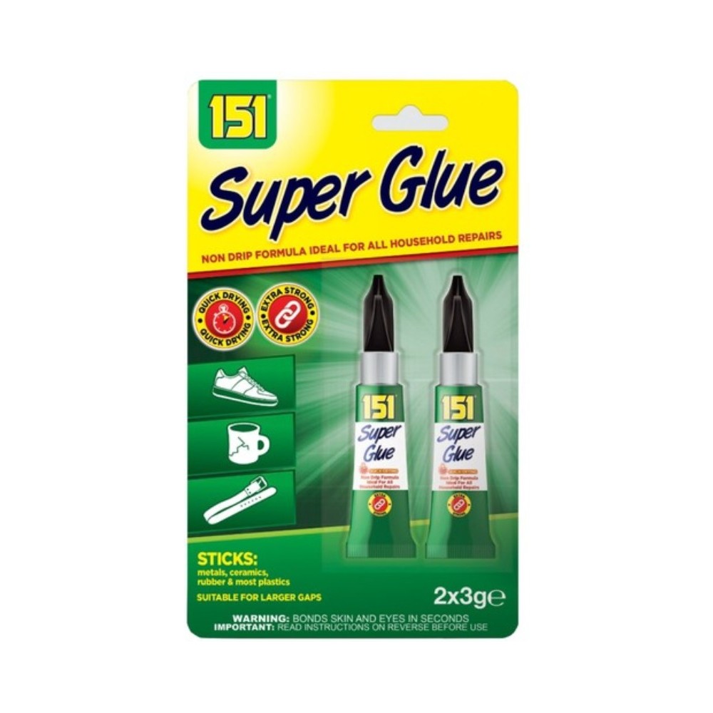 151 Super Glue Gel Tubes 2's 3g - Extra Strong