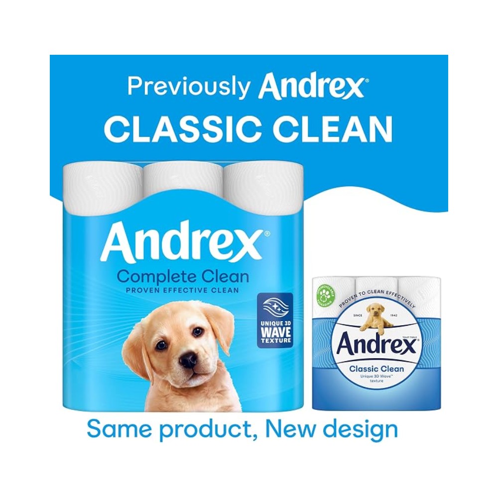 Andrex Complete Clean Toilet Tissue Rolls 4's