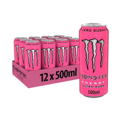 Monster Ultra Rosa Zero Sugar Energy Drink Cans 500ml - Pack of 12