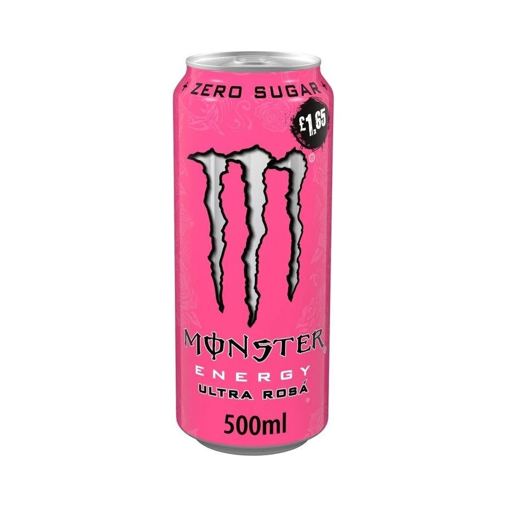 Monster Ultra Rosa Zero Sugar Energy Drink Cans 500ml - Pack of 12