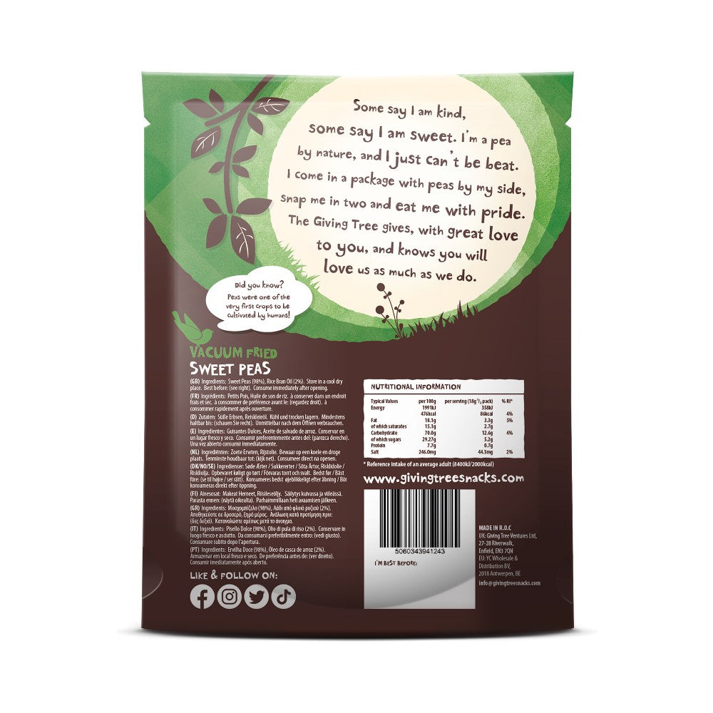 The Giving Tree Sweet Pea Vacuum Fried Crisps 18g