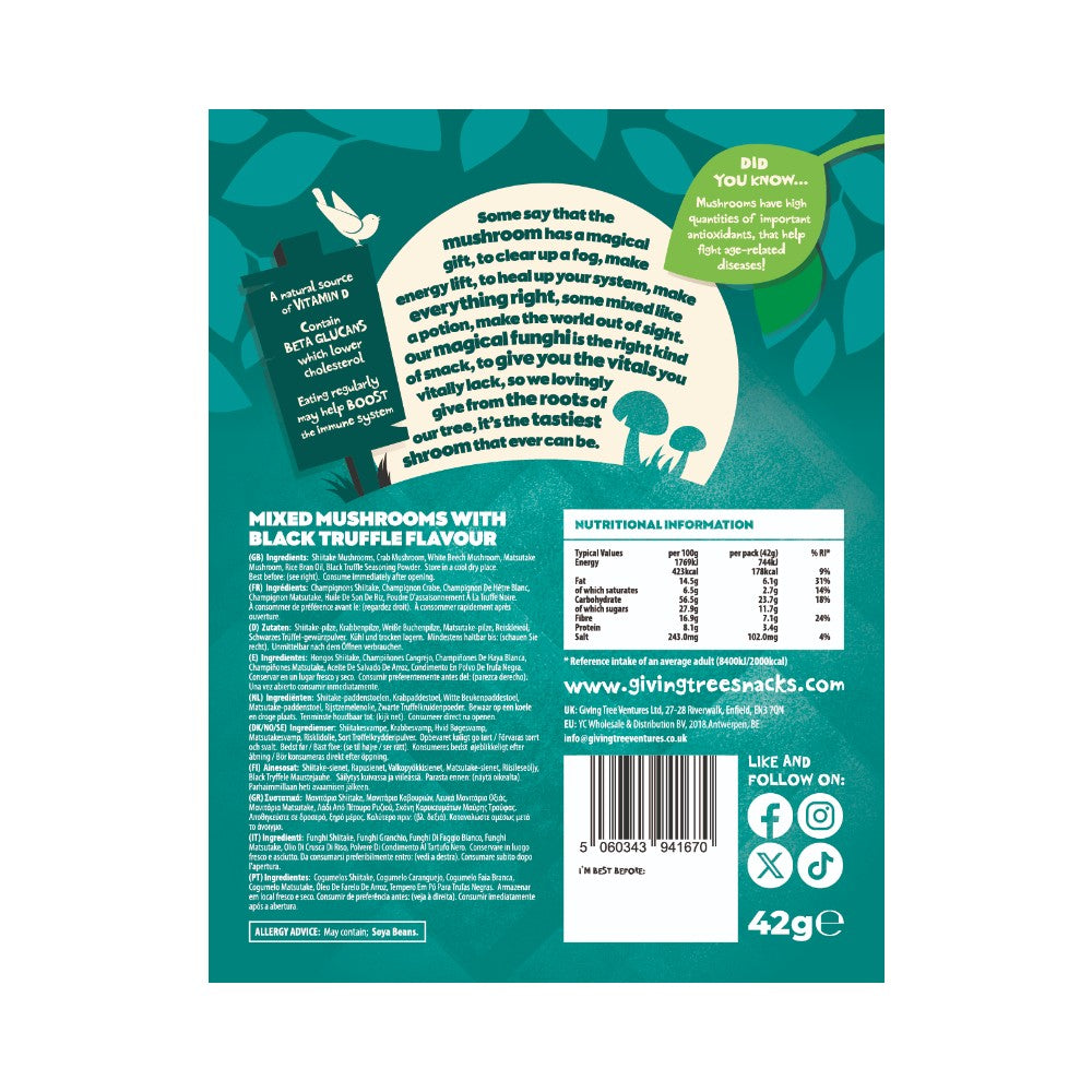 The Giving Tree Crunchy Mixed Mushroom Black Truffle Vacuum Fried Crisps 42g
