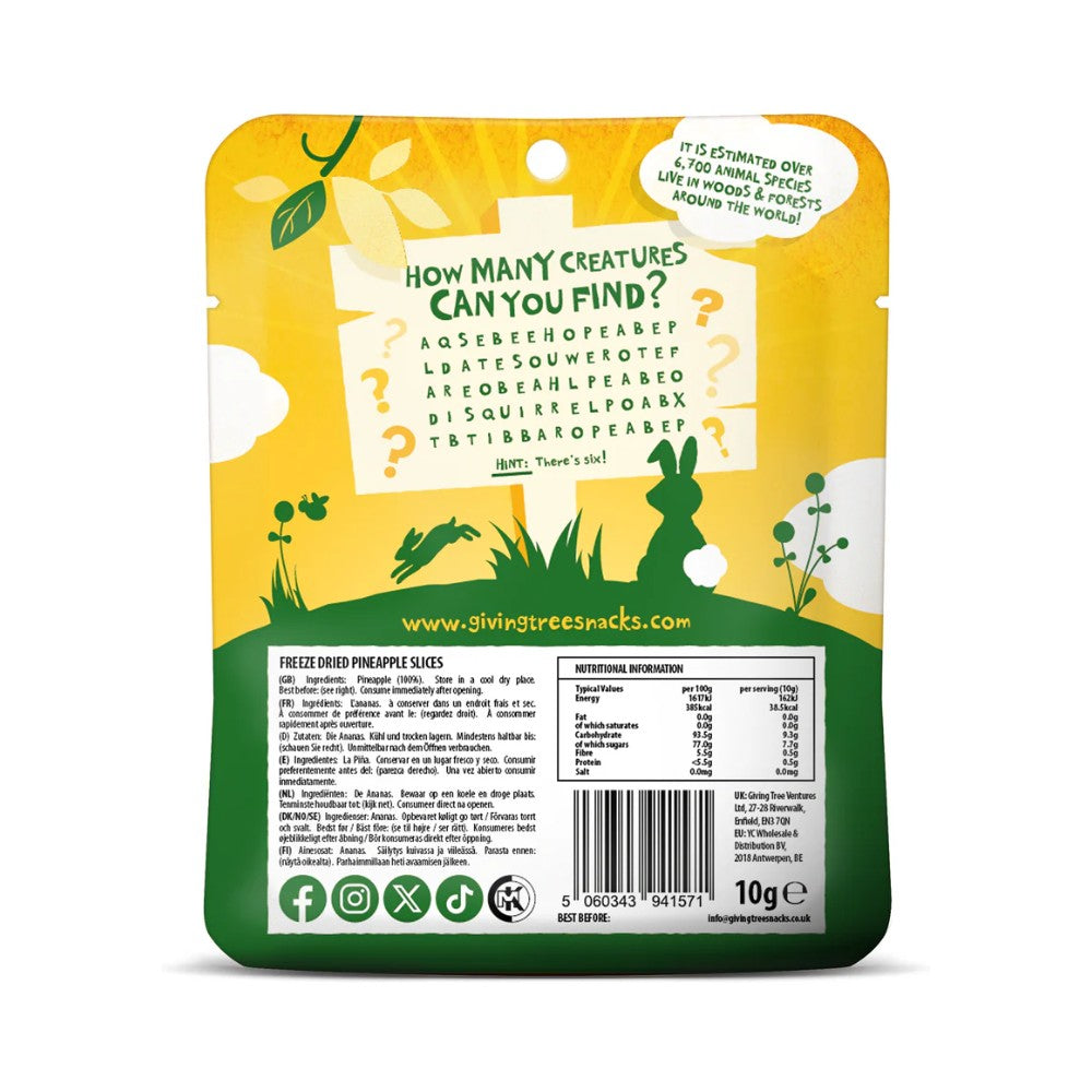 The Giving Tree Freeze Dried Crispies for Kids Real Pineapple Slices 10g