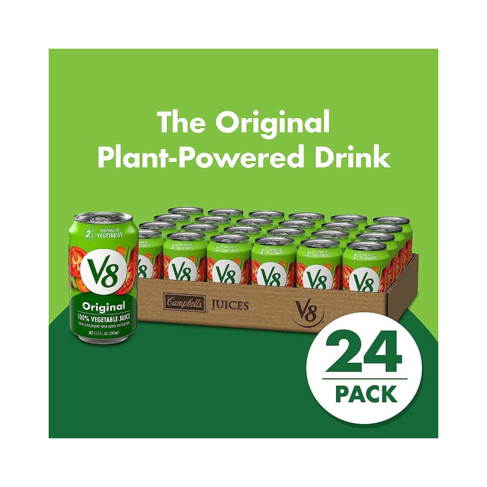 V8 Original 100% Vegetable Juice Cans 11.5oz (340ml) - Pack of 24