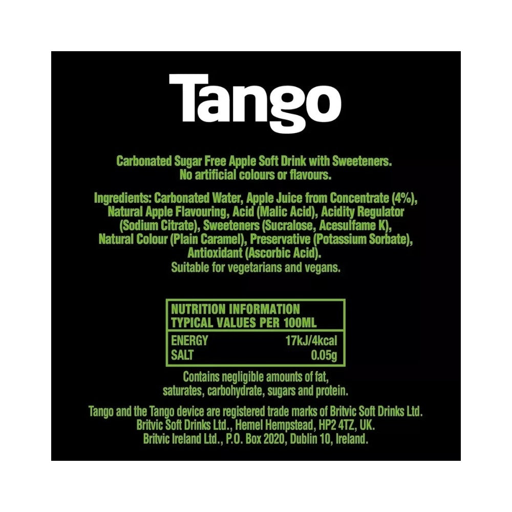 Tango Apple Sugar Free Soft Drink Cans 330ml - Pack of 24