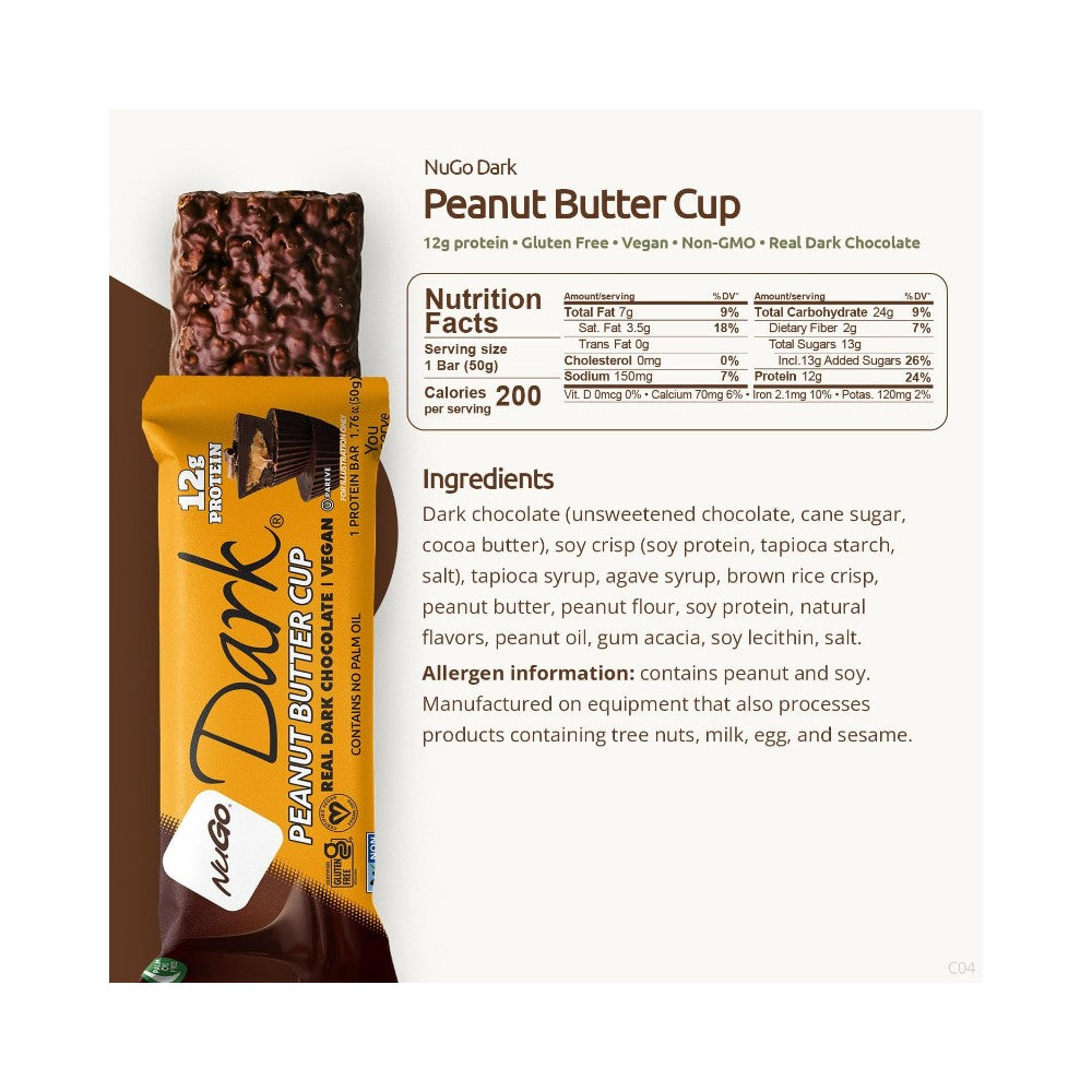 NuGo Dark Chocolate Peanut Butter Cup Protein Bar 1.76oz (50g)