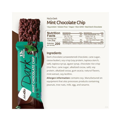 NuGo Dark Mint Chocolate Chip Protein Bar 1.76oz (50g)