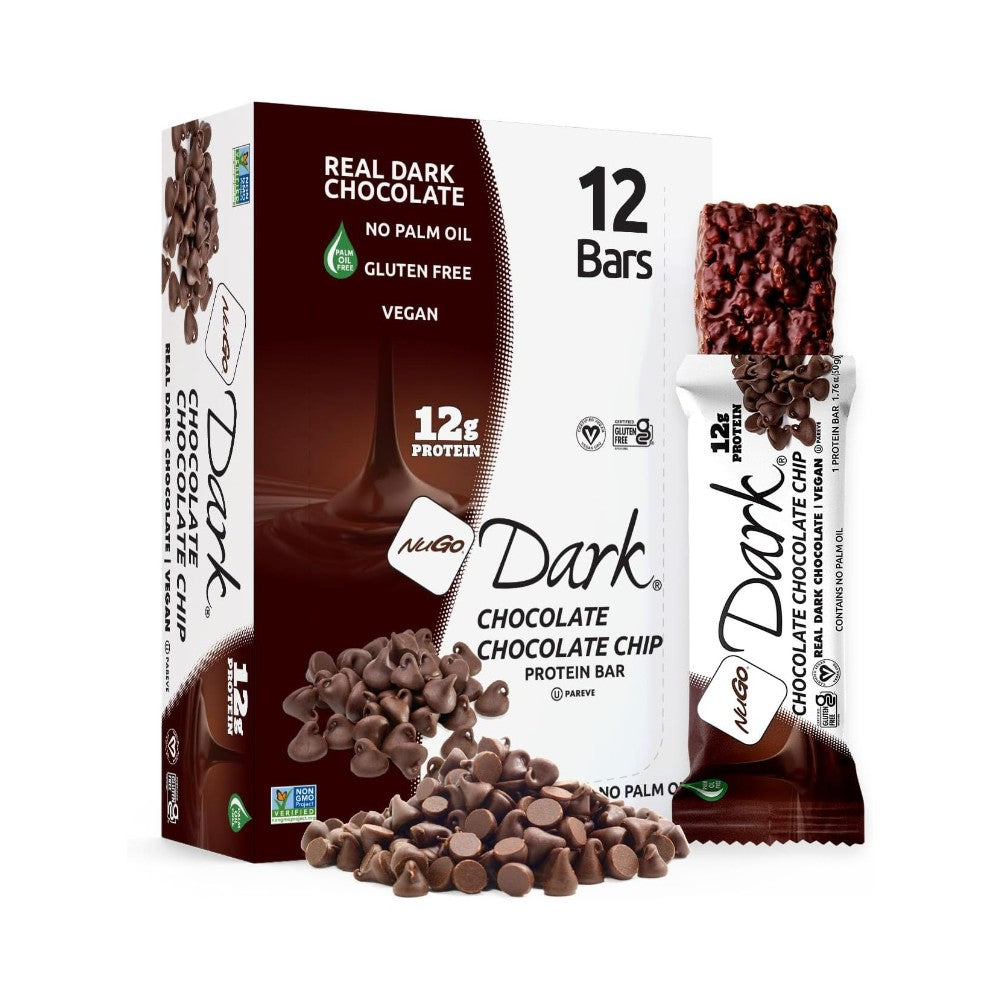 NuGo Dark Chocolate Chip Protein Bar 1.76oz (50g) - Pack of 12