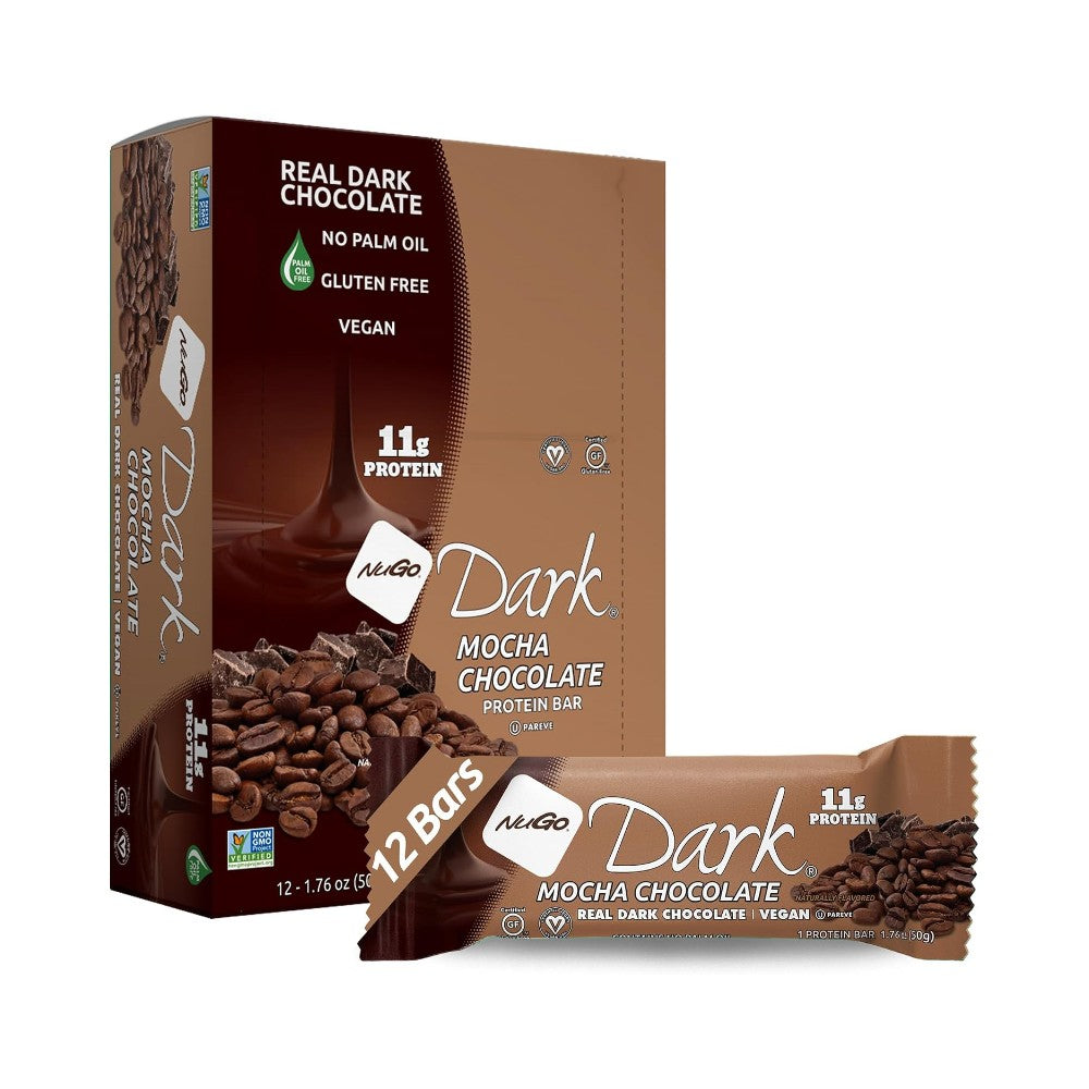 NuGo Dark Mocha Chocolate Protein Bar 1.76oz (50g) - Pack of 12